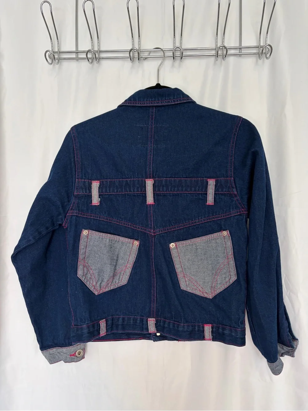 Philly Dark Indigo Denim Jacket with Pink Flower Patches​
